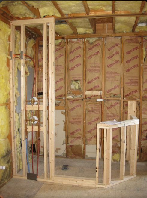 Rough framed shower before tile